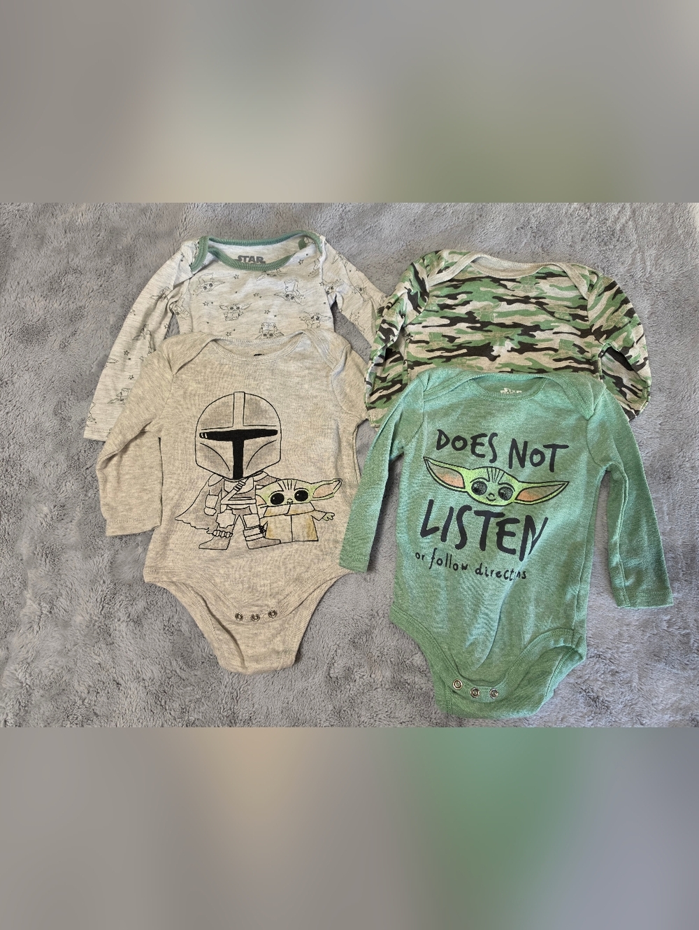 Star Wars Baby One-Piece Onsie Set - Green & Gray